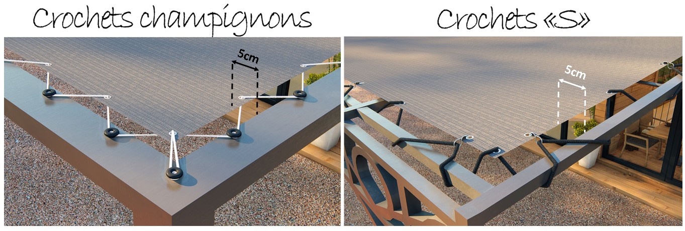 retrait à appliquer pour la tension du sandow toile de pergola métallique 